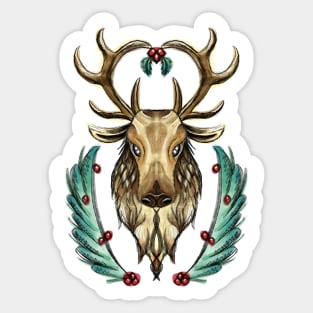 Elegant and Festive Christmas Reindeer Watercolor Sticker